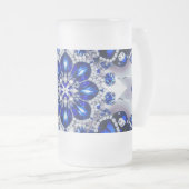 Frosted Glass Mok met Blauw Wit Kleuren ontwerp (Voorkant rechts)