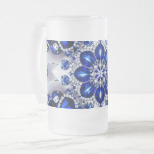 Frosted Glass Mok met Blauw Wit Kleuren ontwerp