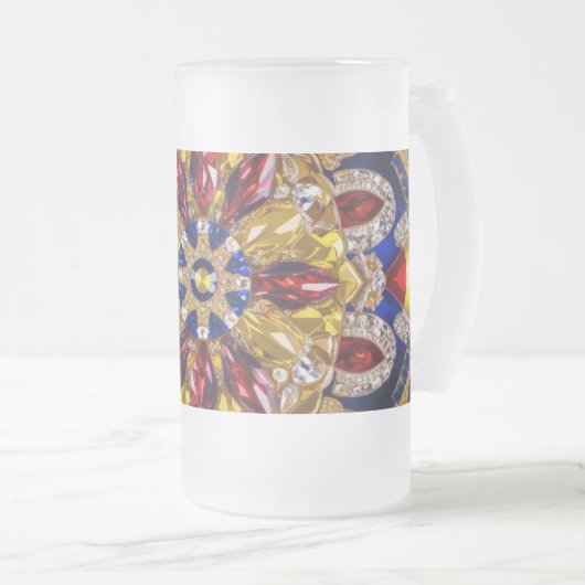 Frosted Glass Mok met Colombiaanse kleuren ontwerp (Voorkant rechts)