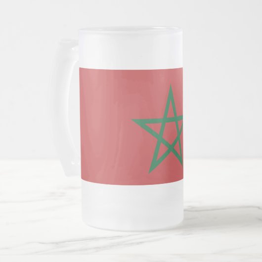 Frosted Glass Mok met de Marokkaanse vlag (Voorkant links)