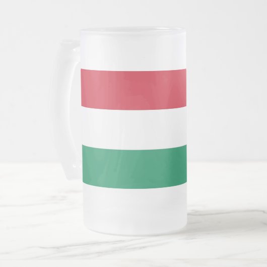 Frosted Glass Mok met Hongaarse vlag (Voorkant links)