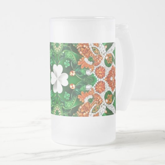 Frosted Glass Mok met Iers Kleuren ontwerp (Voorkant rechts)