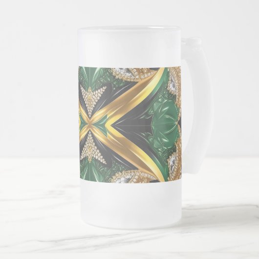 Frosted Glass Mok met Jamaicaanse kleuren ontwerp (Voorkant rechts)