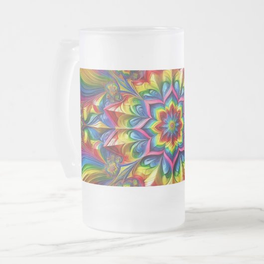 Frosted Glass Mok met LGBTQ kleuren ontwerp (Voorkant links)