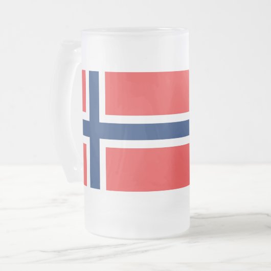Frosted Glass Mok met Noorse vlag (Voorkant links)