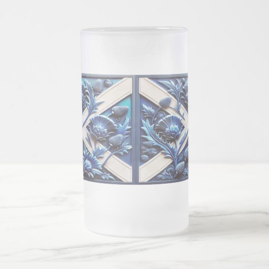 Frosted Glass Mok met ontwerp van Scottish Thistle (Center)