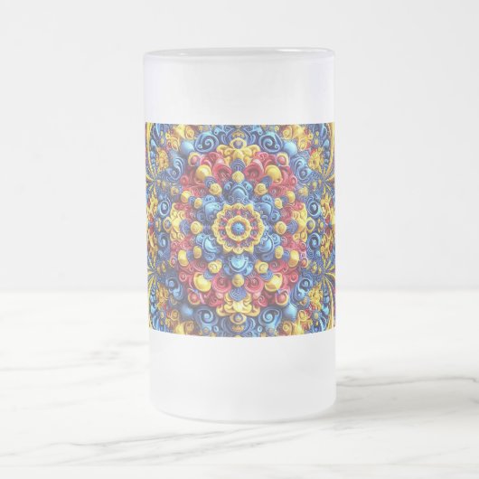 Frosted Glass Mok met Roemeens Kleuren ontwerp (Center)