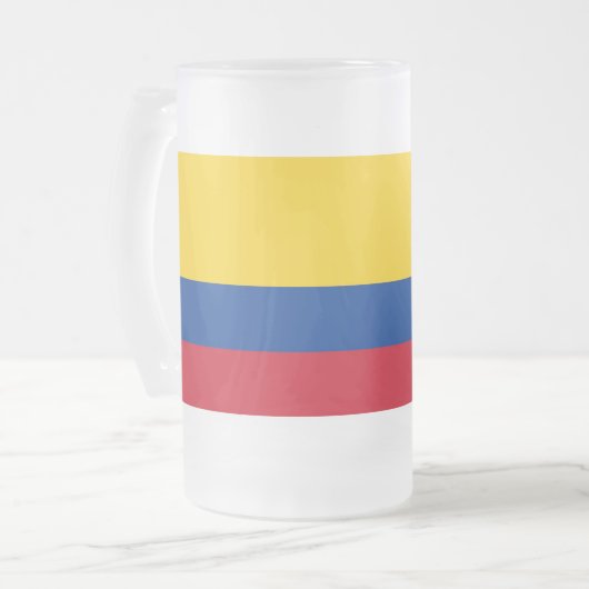 Frosted Glass Mok met vlag van Colombia (Voorkant links)
