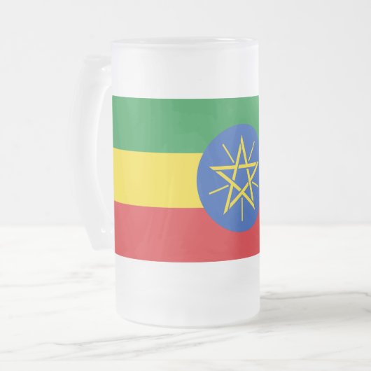 Frosted Glass Mok met vlag van Ethiopië (Voorkant links)