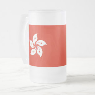 Frosted Glass Mok met vlag van Hongkong