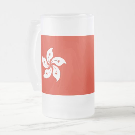 Frosted Glass Mok met vlag van Hongkong (Voorkant links)