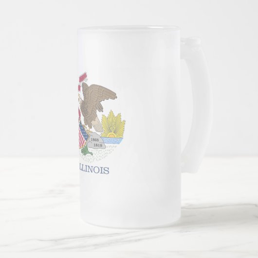Frosted Glass Mok met vlag van Illinois, VS (Voorkant rechts)