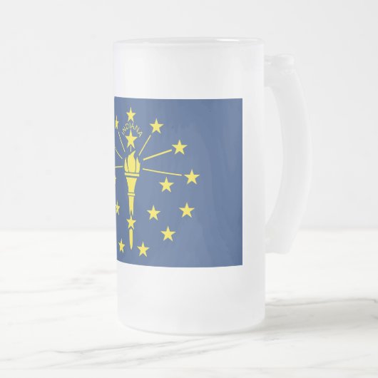 Frosted Glass Mok met vlag van Indiana, Verenigde  (Voorkant rechts)