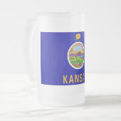 Frosted Glass Mok met vlag van Kansas, Verenigde S (Voorkant links)