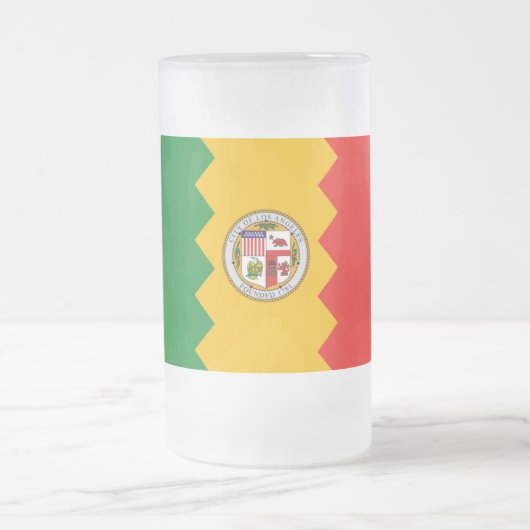 Frosted Glass Mok met vlag van Los Angeles (Center)