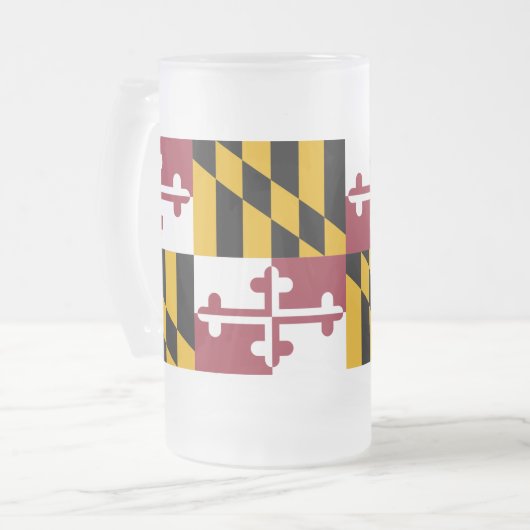 Frosted Glass Mok met vlag van Maryland, Verenigde (Voorkant links)