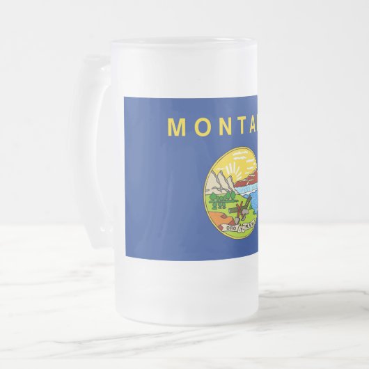 Frosted Glass Mok met vlag van Montana (Voorkant links)