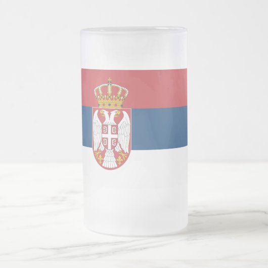 Frosted Glass Mok met vlag van Servië (Center)