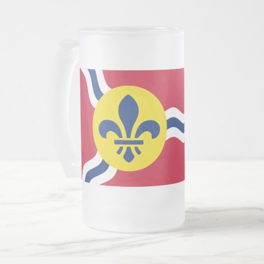 Frosted Glass Mok met vlag van St. Louis (Voorkant links)