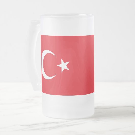 Frosted Glass Mok met vlag van Turkije (Voorkant links)