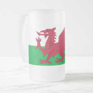 Frosted Glass Mok met vlag van Wales