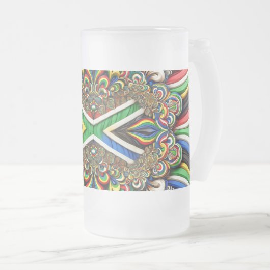 Frosted Glass Mok met Zuid-Afrikaanse kleuren ontw (Voorkant rechts)