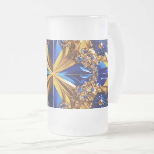 Frosted Glass Mok met Zweden Kleuren ontwerp (Voorkant rechts)