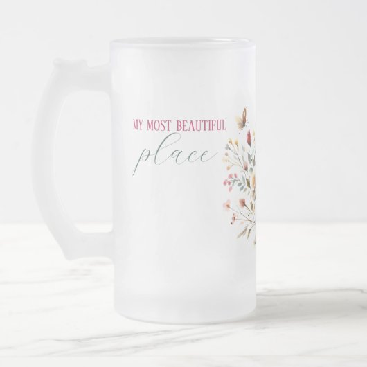 Frosted Glass Mok MIJN MOOISTE PLEK Var01 (Links)