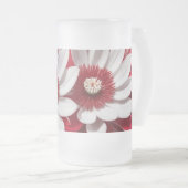 Frosted Glass Mok Rood Wit Bloemen AI Art Design (Voorkant rechts)