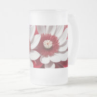 Frosted Glass Mok Rood Wit Bloemen AI Art Design