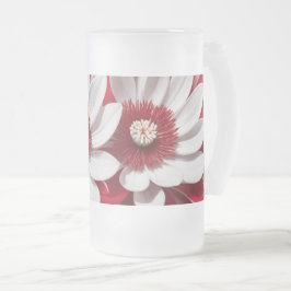 Frosted Glass Mok Rood Wit Bloemen AI Art Design