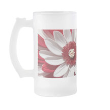 Frosted Glass Mok Rood Wit Bloemen AI Art Design