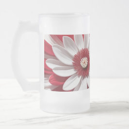 Frosted Glass Mok Rood Wit Bloemen AI Art Design