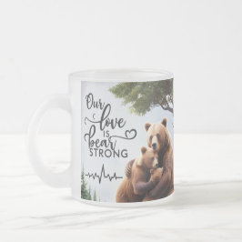Frosted Glass Mug Bear Family Heartbeat Love  Matglas Koffiemok