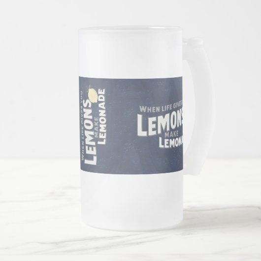 Frosted Glass Mug Matte Finish Optimism Quote Matglas Bierpul (Voorkant rechts)