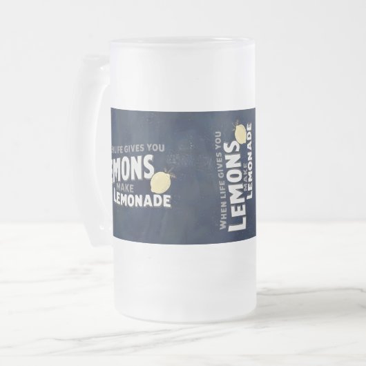 Frosted Glass Mug Matte Finish Optimism Quote Matglas Bierpul (Voorkant links)