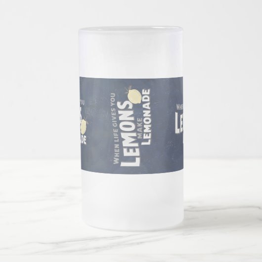 Frosted Glass Mug Matte Finish Optimism Quote Matglas Bierpul (Center)