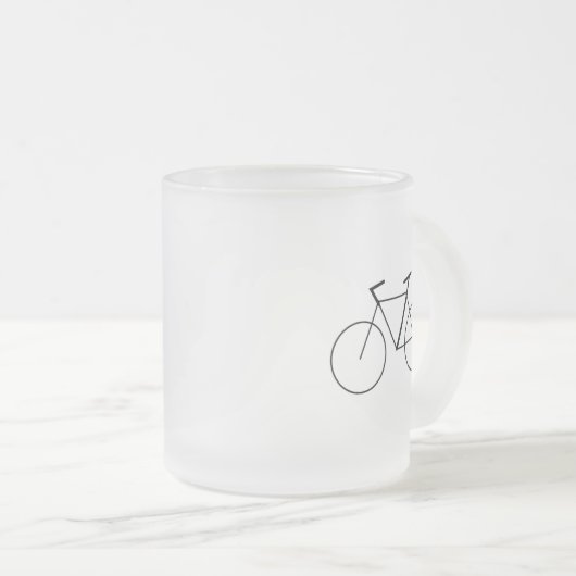 Frosted Glass Mug with Clean Bicycle Design Matglas Koffiemok (Voorkant rechts)