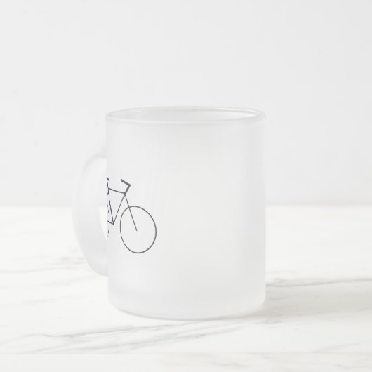 Frosted Glass Mug with Clean Bicycle Design Matglas Koffiemok (Voorkant links)