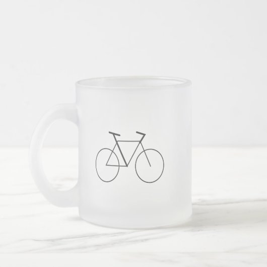 Frosted Glass Mug with Clean Bicycle Design Matglas Koffiemok (Links)