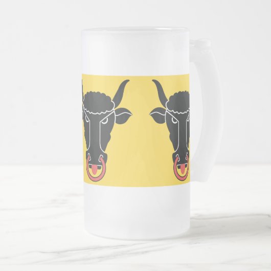 Frosted Glass Mug with flag of Uri, Switzerland Matglas Bierpul (Voorkant rechts)