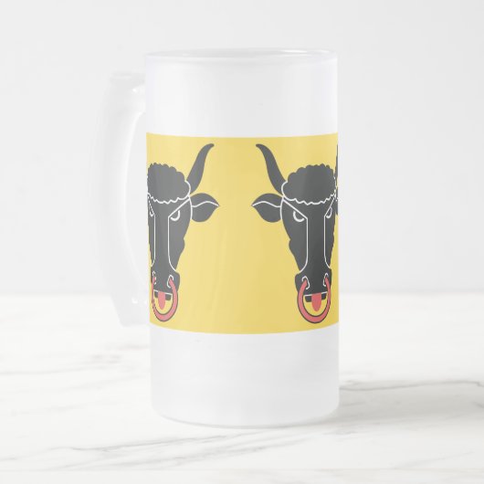 Frosted Glass Mug with flag of Uri, Switzerland Matglas Bierpul (Voorkant links)