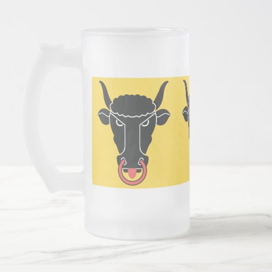 Frosted Glass Mug with flag of Uri, Switzerland Matglas Bierpul (Links)