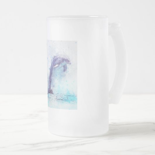 Frosted, glass, stein, 16oz, aangepast, design matglas bierpul (Voorkant rechts)