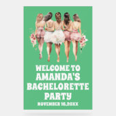 Frosted Green Acryl Bachelorette Welkom Teken Bord (Voorkant)