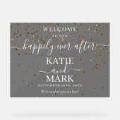 Frosted Happy Ever beroemd gemaakt door Gold Glitt Acryl Bord (Voorkant)