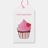 Frosted Heart Cupcake Birthday Cadeaulabel (Voorkant)