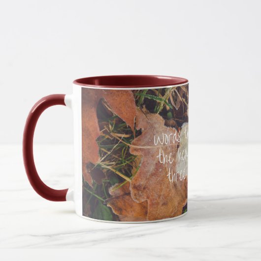 Frosted herfst eikenbladeren mok (Links)
