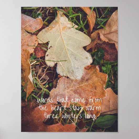 Frosted herfst eikenbladeren poster (Voorkant)