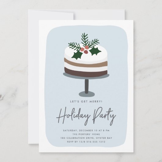 Frosted Holly | Schattige modern feestje Kaart (Voorkant)